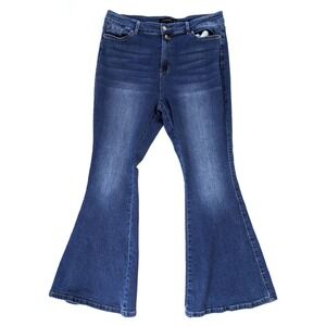 Flying Banana Flare Jeans Womens 14S Blue Denim Bell Bottom High Rise LB-1